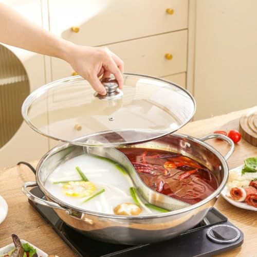 Grande marmite en acier inoxydable à double saveur avec couvercle 41cm - 6