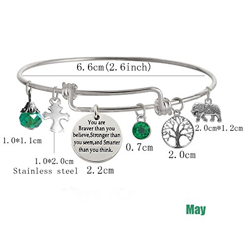 Image of inchYou Are Braver Than You Believe Stronger Than You Seem and Smarter Than You Think Inspirational Bracelet Expandable Bangle for Women