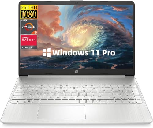 HP 2024 15.6" Business Laptop, AMD Ryzen 5 5500U Processor, 16GB RAM, 512GB SSD, AMD Radeon Graphics, Micro-Edge & Anti-Glare Screen, Thin & Portable, Long Battery Life, Windows 11 Pro