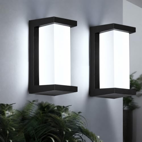 iYogaled 3CCT Outdoor Light Fixture Wall Mount, 12W LED Porch Light, 2 Pack