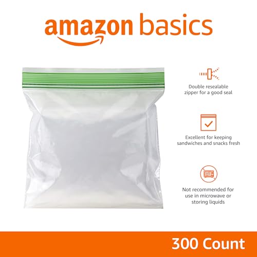 Image of Amazon Basics Sandwich Storage Bags,(Previously Solimo),300 Count (Pack of 6)