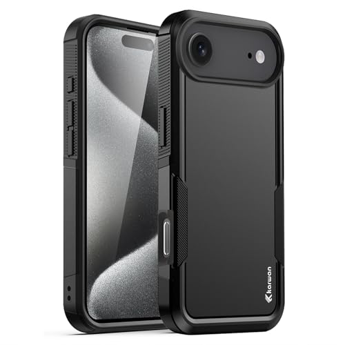 Image of KARWAN Rugged Matte Back Case Cover Compatible with iPhone 17Air Military Grade Drop Protection, Heavy Duty Shockproof Hybrid TPU + PC, Anti Slip Grip, Dual Layer Camera Protection, Black