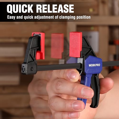 Image of WORKPRO 6 inch Mini Bar Clamps for Woodworking, One-Handed Clamp /Spreader, Wood Clamps Set, Screw Change F Clamps with 50LBS Load Limit, 8 Pack