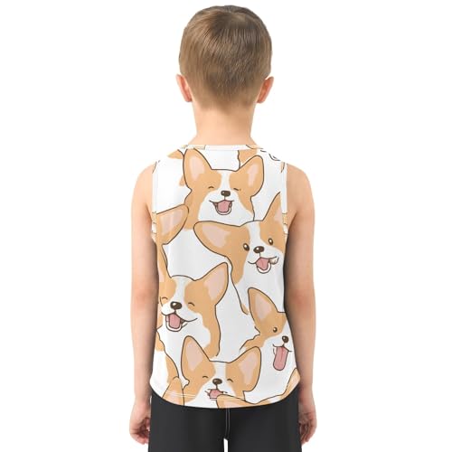 Boys' Tank Top Shirt Corgi Dogs Smiling Happily Pattern Sleeveless T-Shirts3