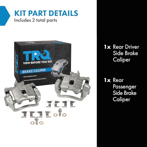 Image of TRQ Rear Brake Caliper Set Zinc Coated Brackets Hardware Compatible with 2005-2006 Saab 9-2X 2004-2008 Subaru Forester 2004-2007 Impreza