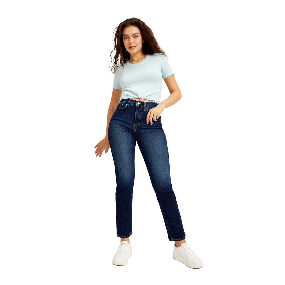 levi's Women's High Rise Straight Fit Navy Jeans-picture-14