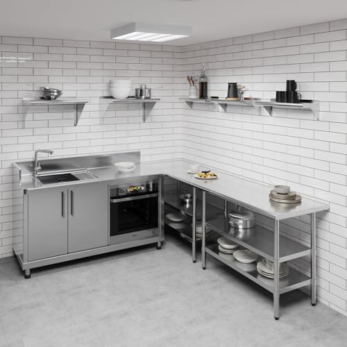 Image of AmGood 8 in. x 24 in. Stainless Steel Wall Shelf | NSF | Metal Shelving | Garage, Laundry, Storage, Utility Room | Restaurant, Commercial Kitchen