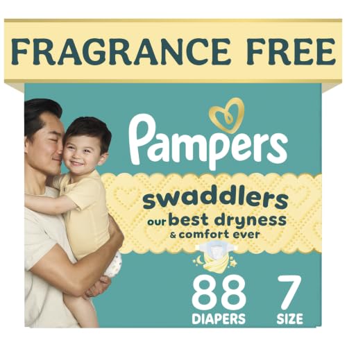 Image of Pampers Swaddlers Diapers, Size 7 (26-50 lbs), 88 Count, Hypoallergenic, Absorbent, Keeps Baby Dry and Comfortable, Skin Safe Disposable Baby Diaper