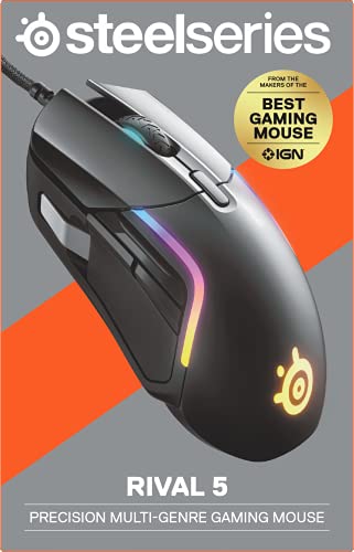 Rival 5 - Mouse da gioco, FPS, MOBA, MMO, Battle Royale, sensore ottico TrueMove Air da 18.000 CPI, 9 pulsanti programmabili, peso competitivo 85 g, nero - Mouse gaming - Immagine 11