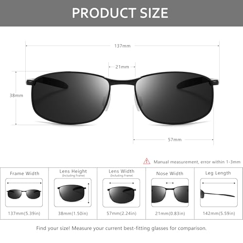 Image of SUNGAIT Mens Narrow Polarized Sunglasses Metal Frame Small Rectangle Retro Durable UV400 Protection