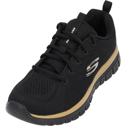 Skechers Damen Graceful Get Connected Sneaker,Schwarz Rose Gold, 41 EU
