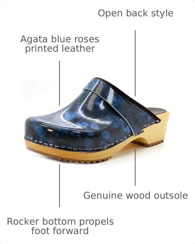 Image of Bjork Maja Wood Open Back Leather Clogs