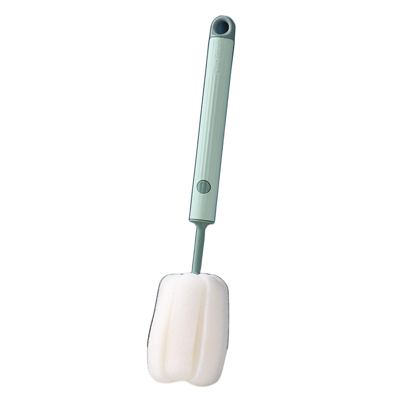 Bottle Brush Long handle Sponge Brush For Bottle And Thermos Cleaning With Replaceable Head(Green-1pcs)