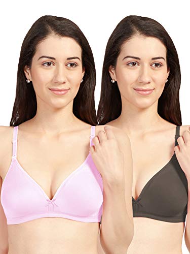 Image of SONARI Omania Womens Non-Padded Cotton Polyester Bras - Solid, Non-Wired, Medium Coverage, Hand Washable (Pack of 2)