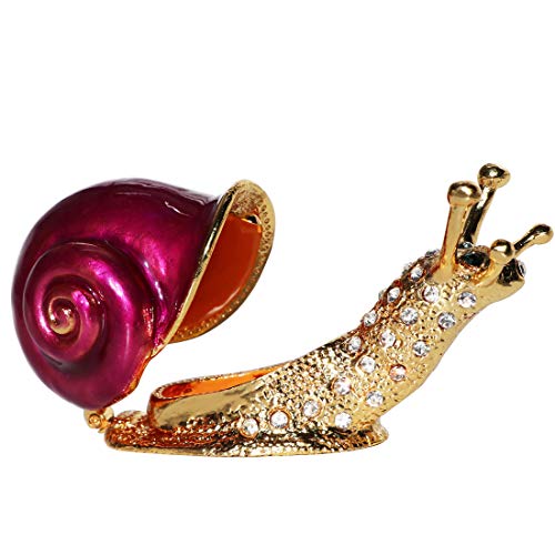 Waltz&F Purple Shell Snail Trinket Box Hinged Hand-Painted Figurine Collectible Ring Holder #TOP4
