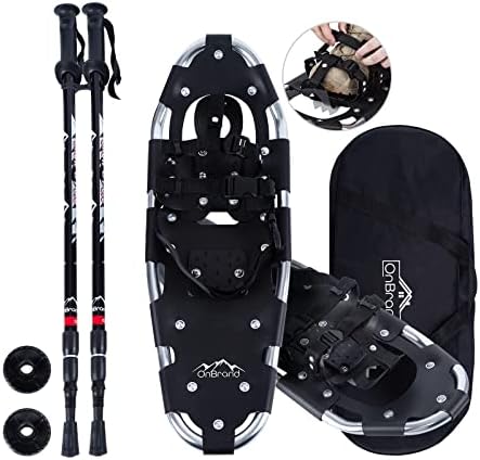 21 Inch Snowshoes for Men Women with Trekking Poles, Lightweight Aluminum Alloy Snow Shoes with Carry Bag and Adjustable Ratchet Bindings