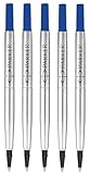 Parker Lot de 5 recharges d'encre originale Quink pour stylo roller   Pointe moyenne 0,7 mm   Encre bleue