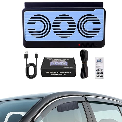 Car Solar Powered Exhaust Fan ? ABS Solar Panel 23.5x13x5.5cm | Quiet Window Ventilator Cooling Radiator Air Purification Device