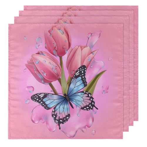 Servilletas de tela flores tulipanes pack de 6 20x20 pulg miniatura 1