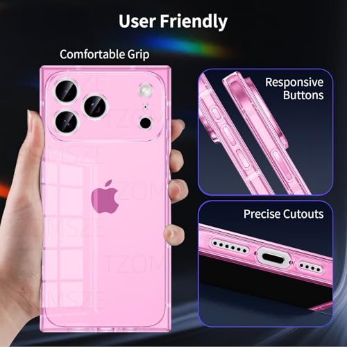 Tzomsze Case Compatible with iPhone 17 Pro Max Clear Case,Camera Protection,Reinforced Corners TPU Slim Shockproof Case Cover for Women Girls 6.9 inch-Transparent Pink by Tzomsze - Image 3