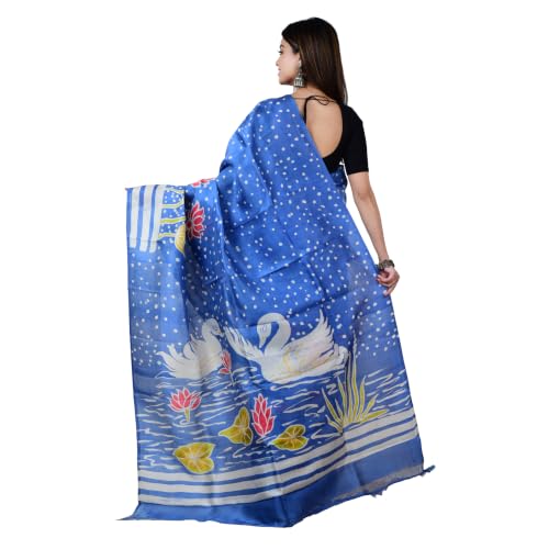 3stones blue pure silk saree in pure silk – image 3
