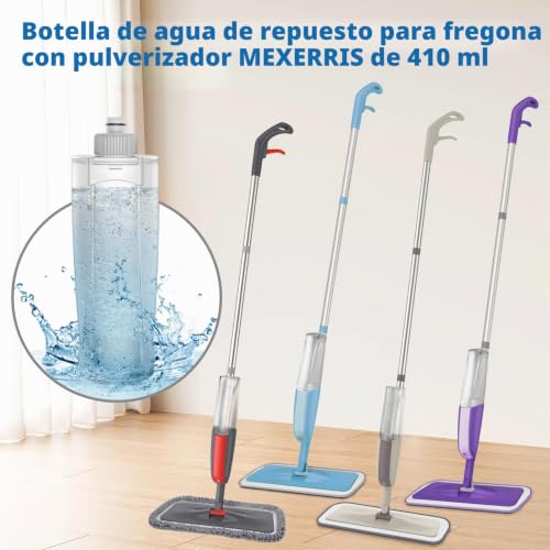 Miniatura 3 de Mexerris Botella De Repuesto Para Fregona Pulverizadora De 410 Ml, Rellenable, Depósito De Agua A Prueba De Fugas Para Limpiaparabrisas Mexerris Con Función De Pulverización