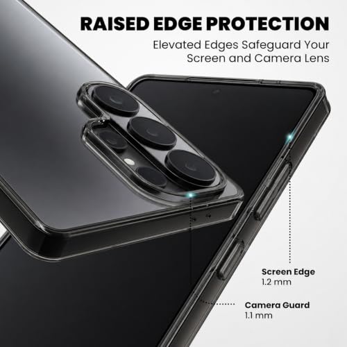 Image of VONZEE Compatible with Samsung Galaxy S26 Ultra 5G Back Cover Case Clear,[ Anti Yellow ][Military Grade Protection] Hard PC Back Cover Transparent-Black