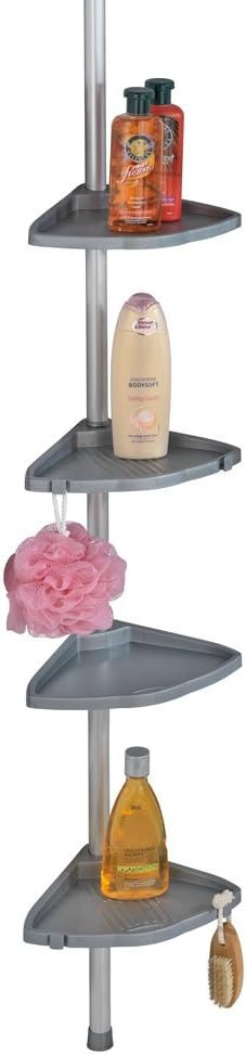 WENKO 3201824100 Telescopic shower corner element Compact Silver, Aluminium, 10.2 x 30.7-108.3 x 7.7 inch