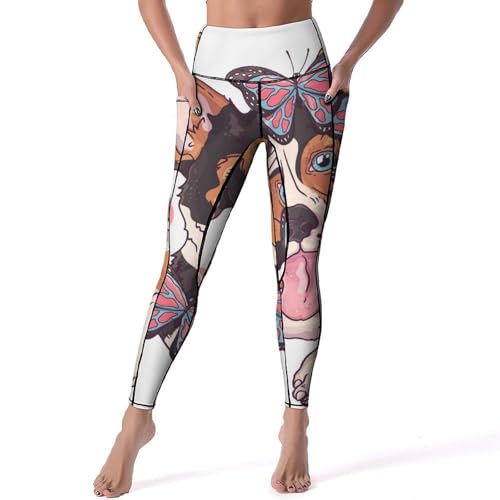 Legging chien papillon taille haute maintien gainant fitness et gym