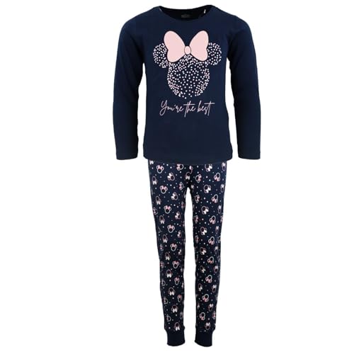 Disney Minnie Maus Kinder Schlafanzug Mädchen Pyjama Langarm 104–134 – 100 % Baumwolle – Rot oder Blau – Offizielles Lizenzprodukt, Farbe:...