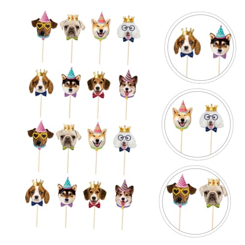 Veemoon 56stücke Hundefigur Geburtstagsdeko Tierparty-Artikel mit Hundemotiven Kuchendekorationsset mit Welpengesichtern Cupcake-Picker für Haustier-Geburtstagsfeiern