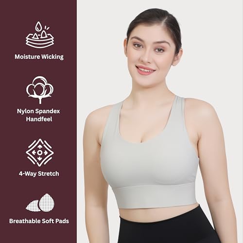 Image of GLAMORAS Women Polyester Spandex Medium Impact Front Zip Sports Bra Longline Fitness Criss Cross Back Crop Tops Tank Gym Yoga Workout, Size: M-2XL