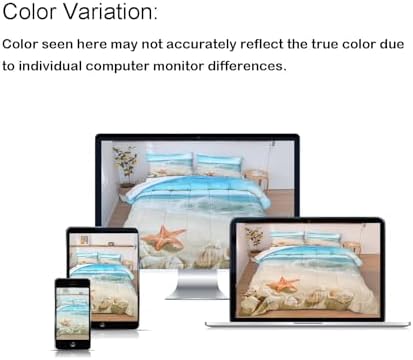 Bedbay Beach Theme Comforter Queen Seashell Comforter Set Beach Room Decor Starfish Seashore Ocean Quilt Set 3 Pcs Beachy Comforter Set Coastal Bedding Quilt Set for All Seasons(Conch,Queen)