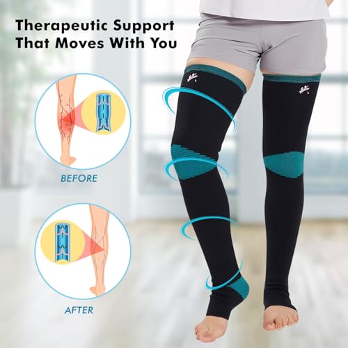 Image of Flamingo Premium Varicose Vein Stockings | Medical Compression Stockings for Varicose Veins & Swelling | Compression Socks for Men & Women | Size - Small | 1 Pair |