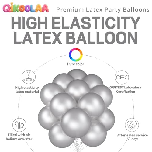 Image of 32Pcs Pearl Silver Big Balloons 18 Inch, Silver Round Large Latex Party Balloons for Birthday Wedding Decorations.