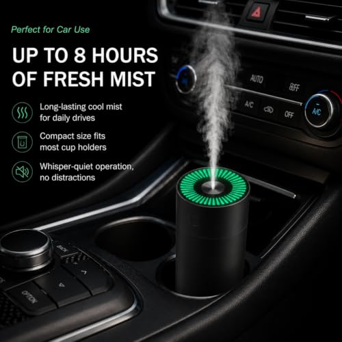 Portable Mini Humidifier with 2 Mist Modes, 220ml USB Cool Mist Humidifier, Adjustable-Angle Nozzle, Colorful Night Light, Quiet Personal Desk Humidifier for Bedroom, Office, Car and Travel, Black - Image 8