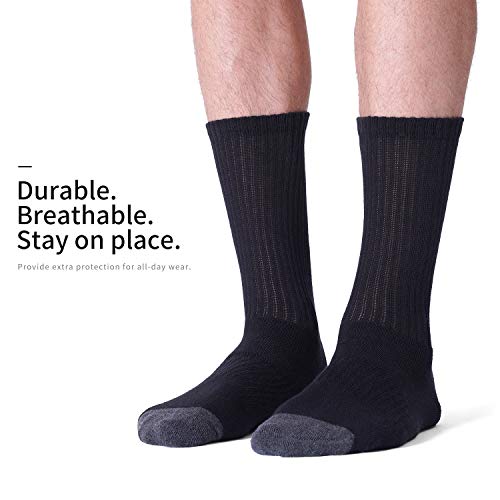 CS CELERSPORT 6 Pack Men's Cotton Athletic Crew Socks Full Cushioned Work Boot Socks3
