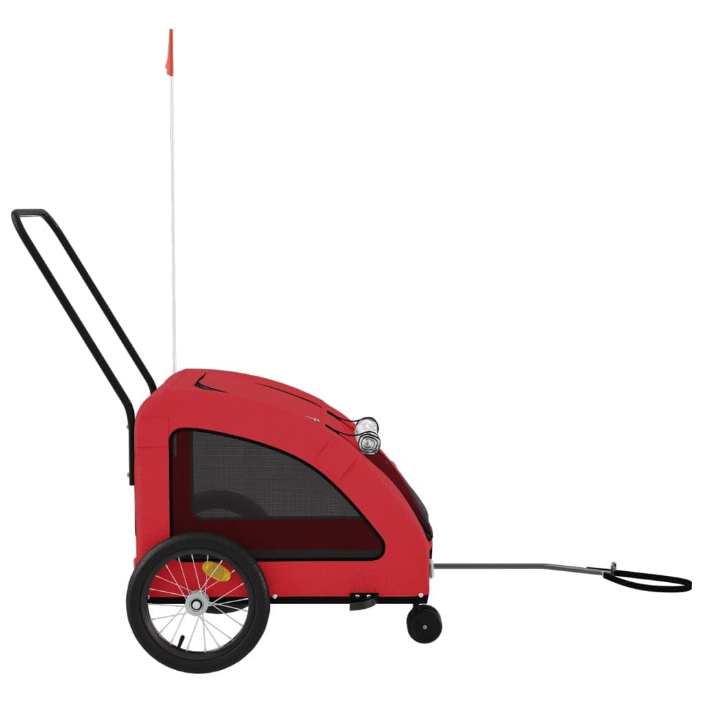 vidaXL Remolque de Bicicleta Mascotas Hierro Tela Oxford Rojo, Remolque para Bicicletas, Remolque para Mascotas, Carrito para Bicicletas