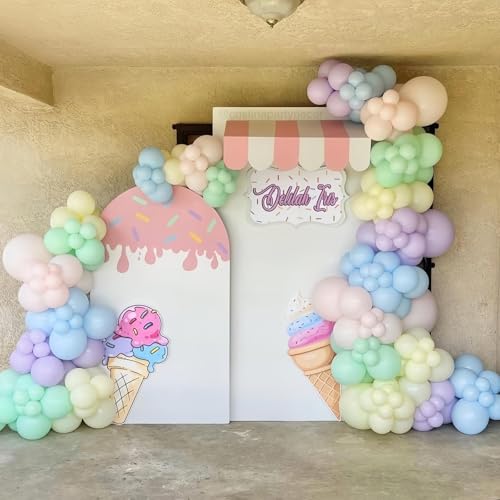 Image of Pastel Rainbow Party Balloons Assorted Colors, Pastel Light Purple Pink Yellow Green Latex Multicolor Balloons for Girl Colorful Candy Princess Ice Cream Birthday Bridal Baby Shower Party Decorations