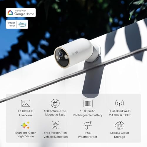 Image of Tapo MagCam 4K Outdoor Wireless Security Camera - Up to 200-Day Battery, Magnetic Mount, Person /Vehicle Detection, Subscription-Free Local Storage or Optional Cloud, Works with Alexa, C460 (3-Pack)
