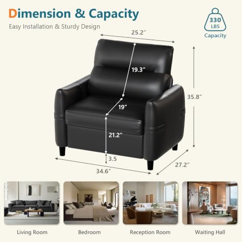 Black Leather Accent Armchair