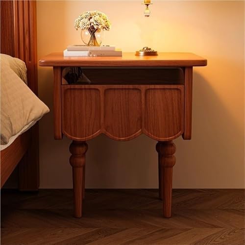 Modern Wood Bedside Table - Stylish Nightstand with Wave Texture, Durable Accent Side Cabinet for Bedroom, Living Room, and Home Decor - Sleek Design, Space-Saving