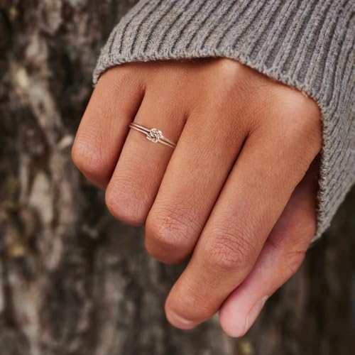 EVER FAITH Dainty Double Love Heart Infinity Rings, 925 Sterling Silver Mother Daughter Best Friend Irish Celtic Knots Wedding Promise Band Ring for Women Bride2
