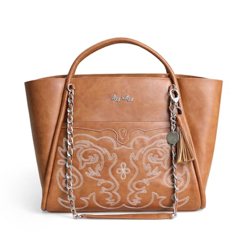 Image of Itzy Ritzy Boss Tote Diaper Bag – Vegan Leather Tote with Stroller Straps, Changing Pad, Shoulder Straps & Tassel