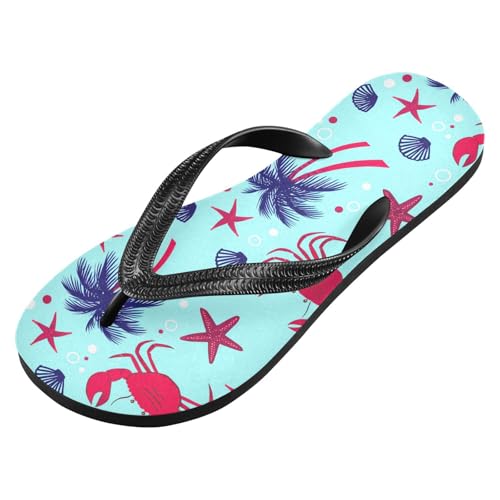 Red Crab Starfish Palm Flip Flops for Beach Thong Sandals Anti-slip Lightweight Beach Shoes for Indoor Outdoor House2