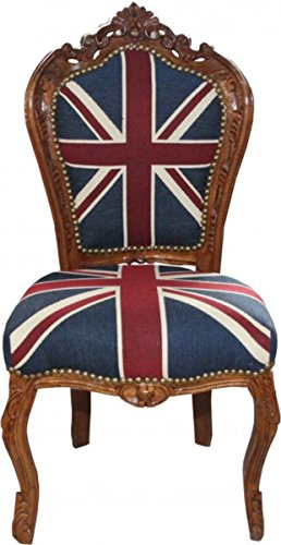 Casa Padrino Dîner Baroque Chaise Union Jack/Brown - Style Ancien Mobilier