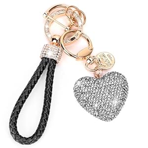 Car Keychain for Women with Rhinestone Heart Shape Bling Girl Cute Keychain for Christmas,Personalized Gift