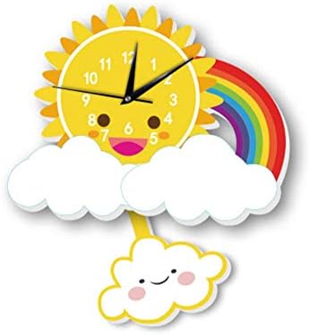 Sportskindom INS Sun Rainbow Wall Clock Wall Background Cartoon Wall Bell Slient quartz clock (1)