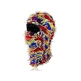 Aniyan Balaclava Sturmhaube Gestrickt – Distressed Strickmütze mit Gesichtsmaske & Halswärmer, Winddicht atmungsaktiv, Unisex Beanie für Herbst Winter Outdoor (Bunt)