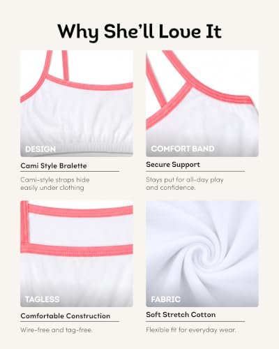 Image of Fruit of the Loom Girl's Cotton Stretch Cami Training Bra Multi-Pack
